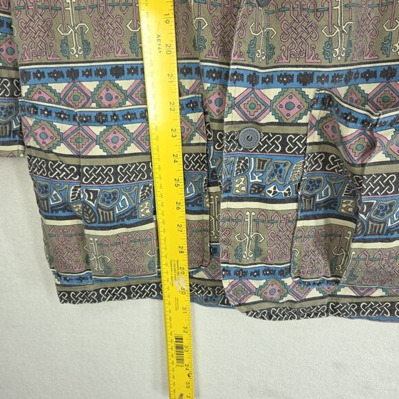 Vintage Chicos Womens Blazer Jacket Large Pockets Business Grandma Aztec Western - Picture 3 of 11